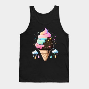 Ice Cream Cloud Stars Rainbow For Kawaii Ice Cream Lovers Tank Top